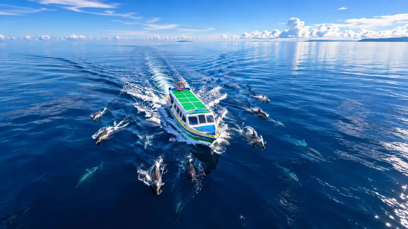 speedboat derawan with dolphine